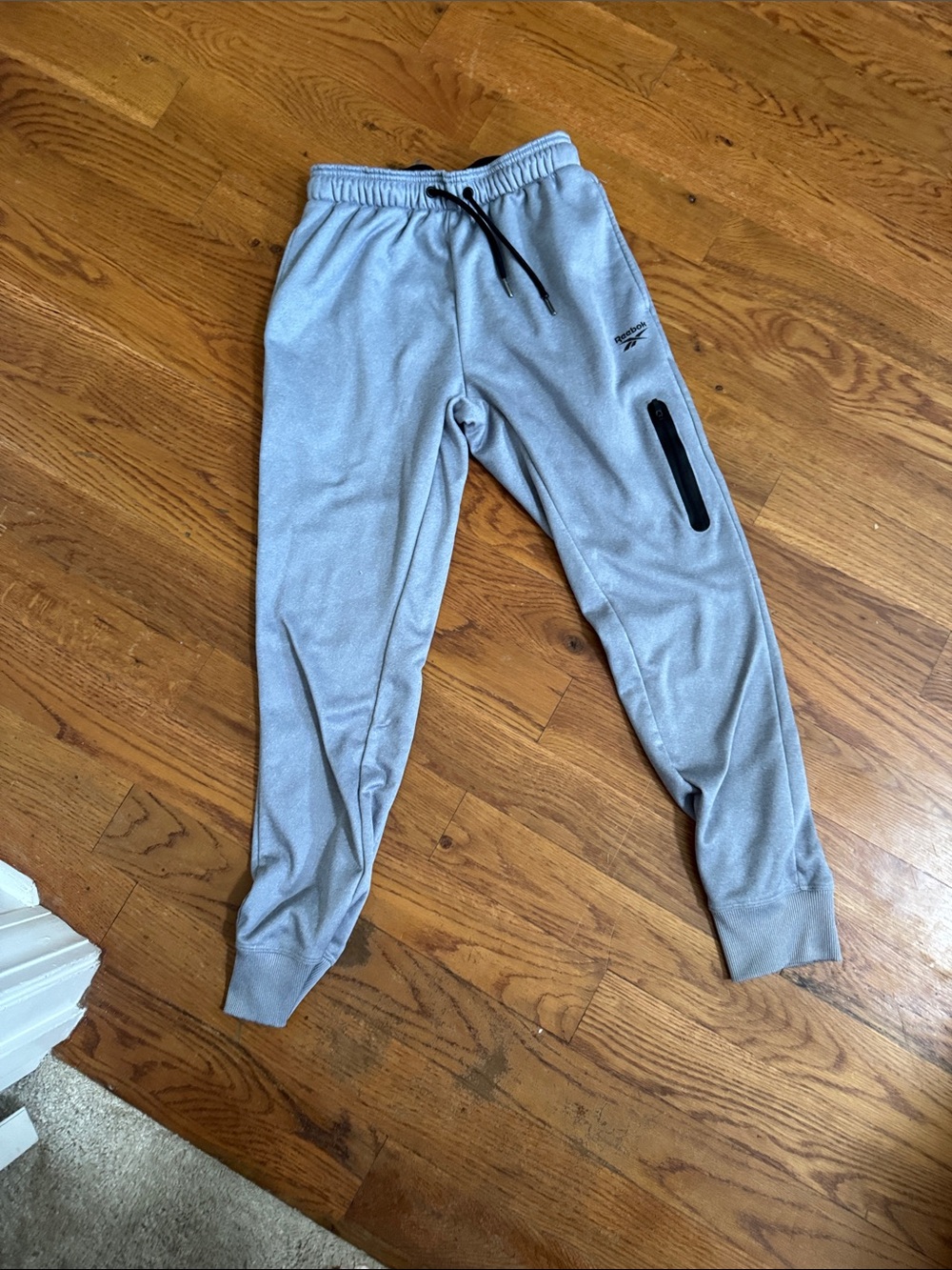 Reebok Men's Light Gray Jogger Sweatpants with Zip Pocket